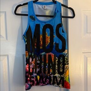 Moschino Blue Graphic Tank with Tropical Fish Motif